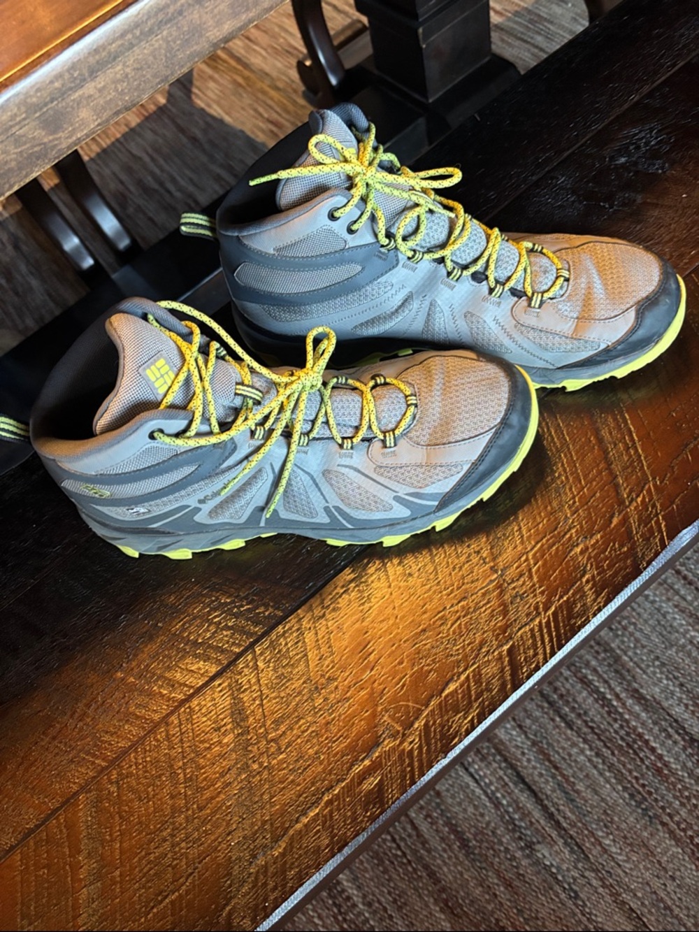 Columbia Gray Hiking Shoes with Yellow Accents